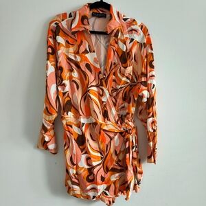 Eloquii Multicolored Skort Romper w/Long Sleeves Womens Size 14